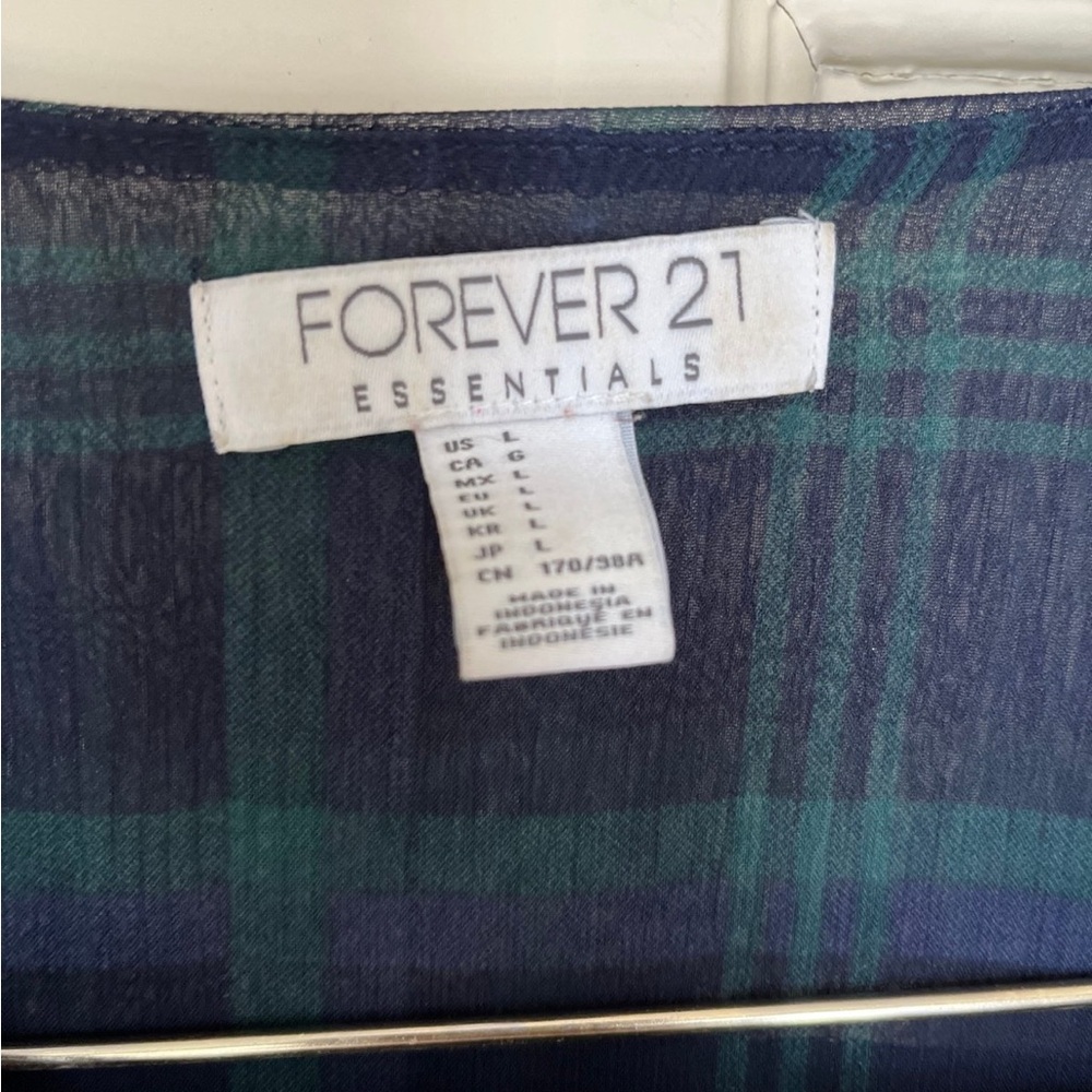Forever 21 Plaid Button Fancy Top Blouse L Large - Picture 2 of 3